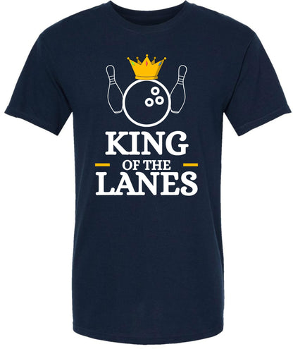 King of The Lanes Printed T-Shirt | 100% Cotton Crewneck Bowling Tee Shirt For Men