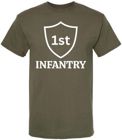 USA 1st Infantry Printed T-Shirt | U.S. Army Military Patriotic Tee | 100% Cotton Crewneck Unisex Shirt