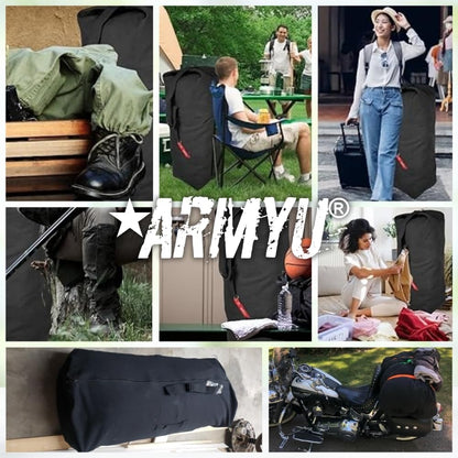 Top Load Heavyweight Cotton Canvas Tactical Military Duffle Bag Carryall Shoulder Storage Bulk Travel Bag