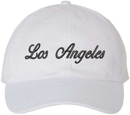 Los Angeles Embroidered Baseball Cap | Classic Script Logo Adjustable Dad Hat | 100% Cotton Unisex Headwear
