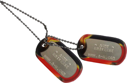 US Military Dog Tag Set - ID Matte Metal ID Dog Tags Necklace Complete Set with 2 Chains and 2 Silencers