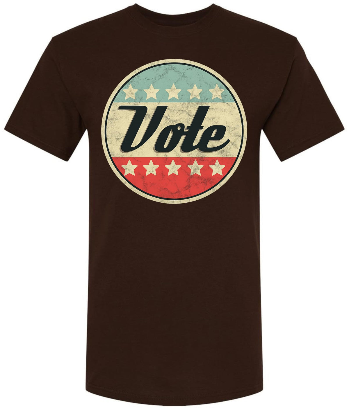 Vote Printed T-Shirt Vintage Retro American Flag Circle Design Political Patriotic Election Day Tee