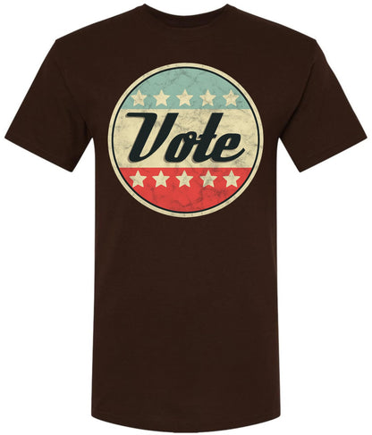 Vote Printed T-Shirt Vintage Retro American Flag Circle Design Political Patriotic Election Day Tee