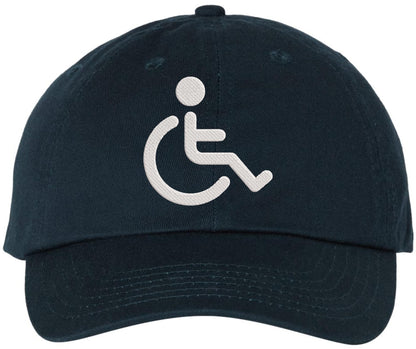 Handicapped Embroidered Dad Hat | Wheelchair Accessibility Disabled Handicap Awareness Baseball Cap for Adults