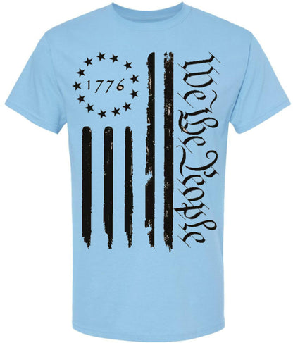We the People 1776 USA Distressed Flag T-Shirt | US Independence Day July 4th Patriot Freedom Short Sleeve Shirt