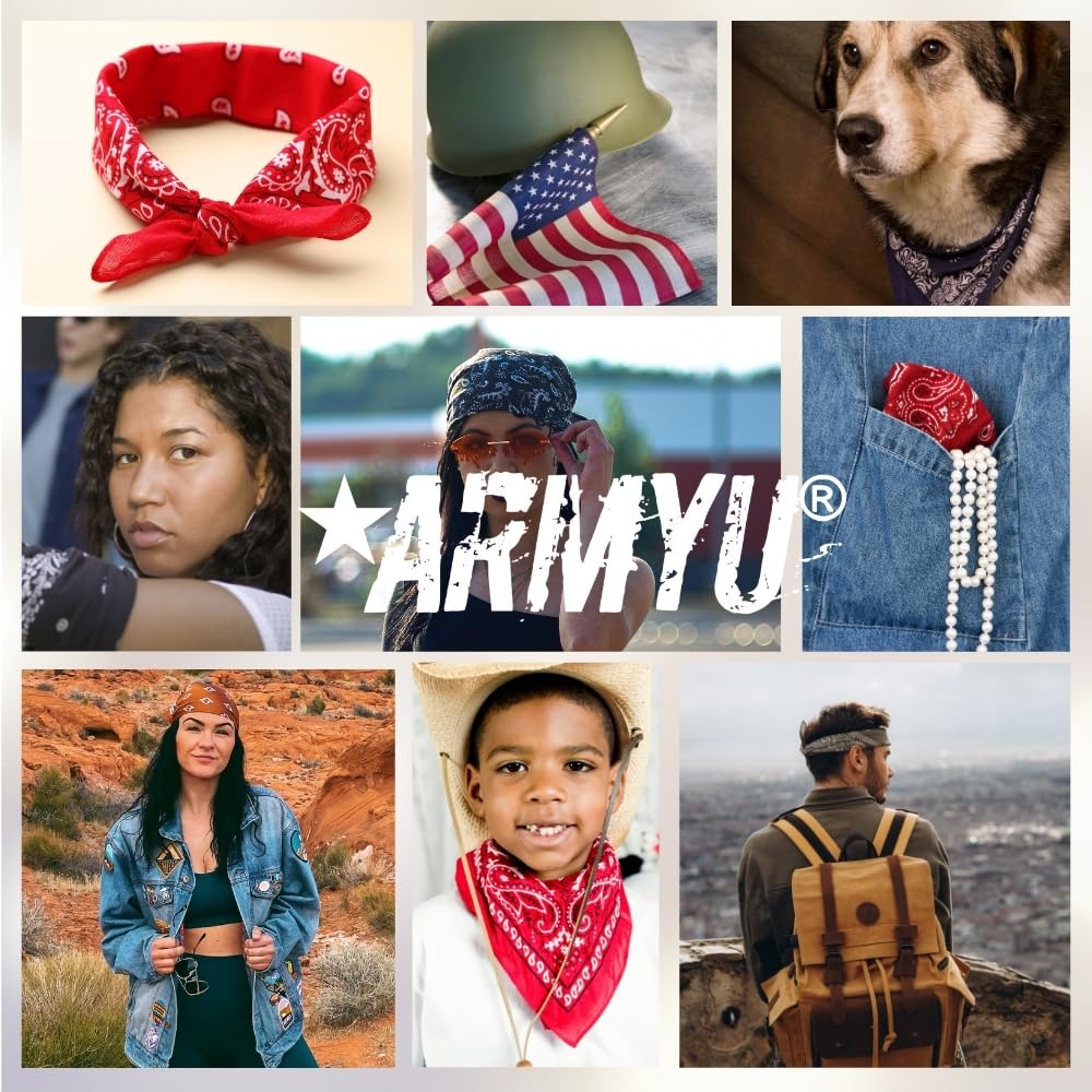 Trainmen Paisley 27" Jumbo Military Bandana Head Scarf Do-rag 100% Cotton Bandanna Face Cover 3-Pack