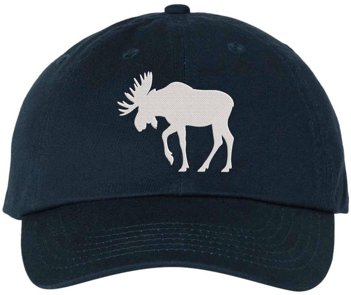 Moose Embroidered Baseball Cap | Maine Wildlife Outdoor Adjustable 100% Cotton Dad Hat for Men & Women