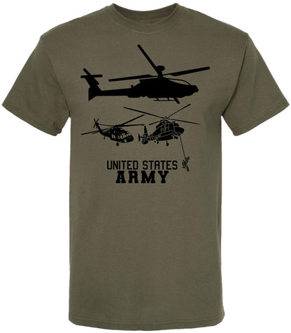 United States Army Black Hawk Helicopter & Special Forces Rappelling T-Shirt | US Training Crewneck Tee