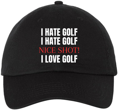 Golf Embroidered Baseball Cap | Funny Sports 100% Cotton Adjustable Dad Hat for Men & Women