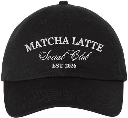 Matcha Latte Social Club Embroidered Baseball Cap Cafe Aesthetic Dad Hat Coffee Lover Casual Cap