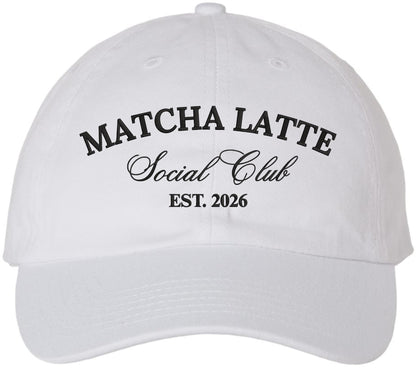 Matcha Latte Social Club Embroidered Baseball Cap Cafe Aesthetic Dad Hat Coffee Lover Casual Cap