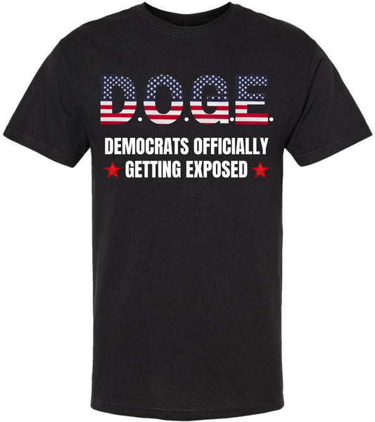 D.O.G.E Democrats Officially Getting Exposed T-Shirt USA Flag Funny Political Tee Shirt
