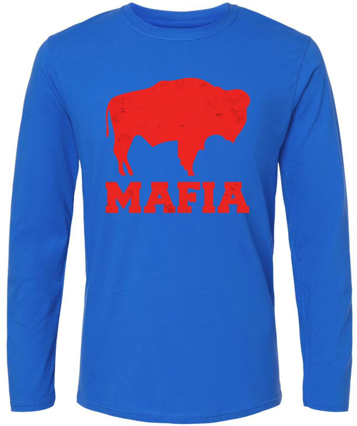 Distressed Buffalo Mafia Long Sleeve T-Shirt | New York Bill Football City Fan Club Game Day Tee Shirt