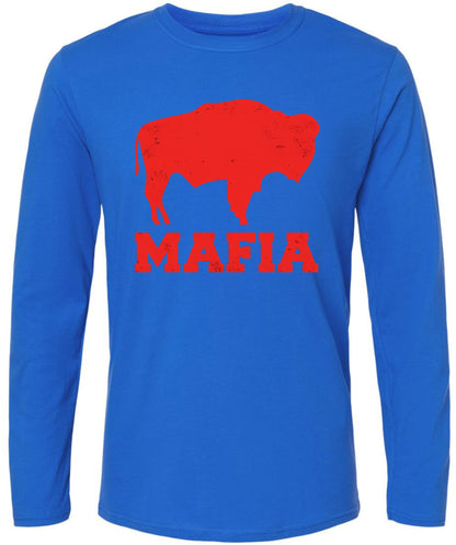Distressed Buffalo Mafia Long Sleeve T-Shirt | New York Bill Football City Fan Club Game Day Tee Shirt