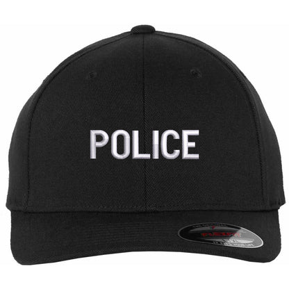 POLICE Flexfit Fitted Hat - Structured Uniform Baseball Cap for Security, Guard & Law Enforcement Officers