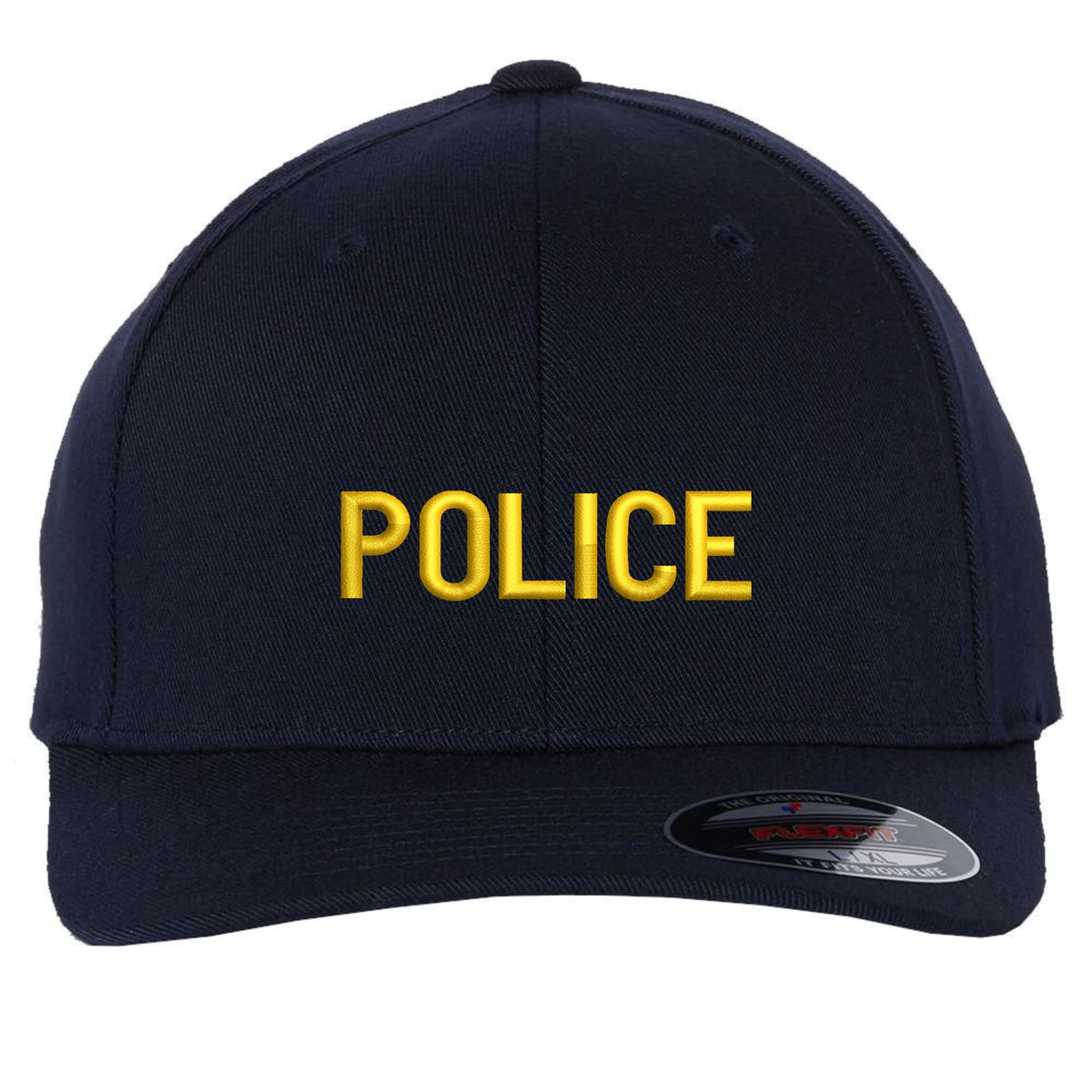 POLICE Flexfit Fitted Hat - Structured Uniform Baseball Cap for Security, Guard & Law Enforcement Officers