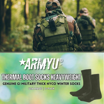 Thermal Boot Socks Heavyweight Genuine GI NYCO Extreme Cold Weather Warm Thick Boot Socks USA Made 3-Pack