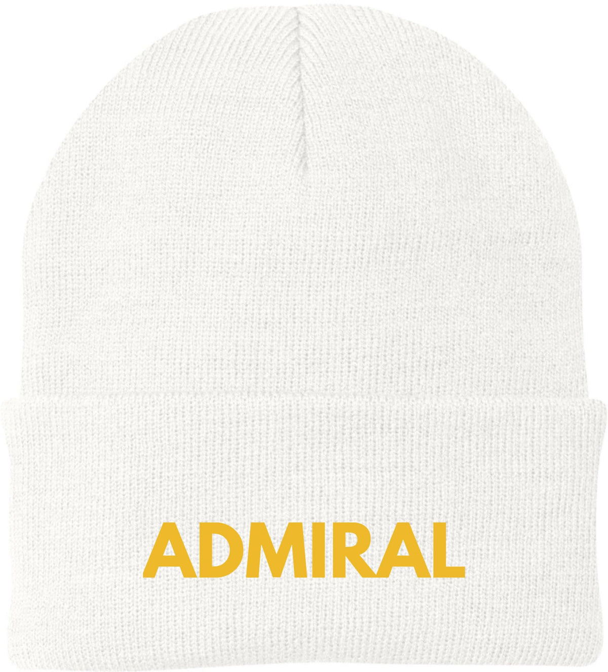 Admiral Embroidered Beanie | USA Military Navy Inspired Warm 100% Acrylic Winter Knit Hat for Men & Women
