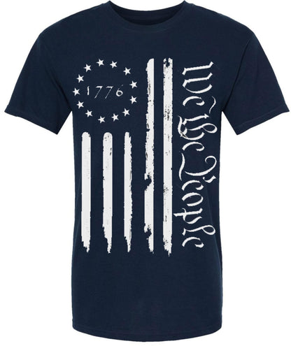 We the People 1776 USA Distressed Flag T-Shirt | US Independence Day July 4th Patriot Freedom Short Sleeve Shirt