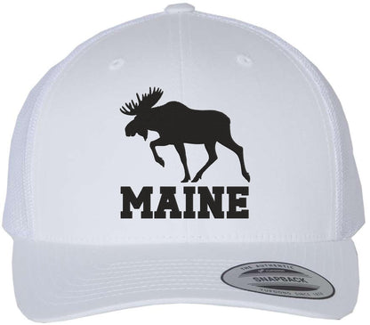 Maine Moose Embroidered Trucker Cap | Adjustable Snapback Hat | Wildlife Graphic Outdoor Adventure Headwear