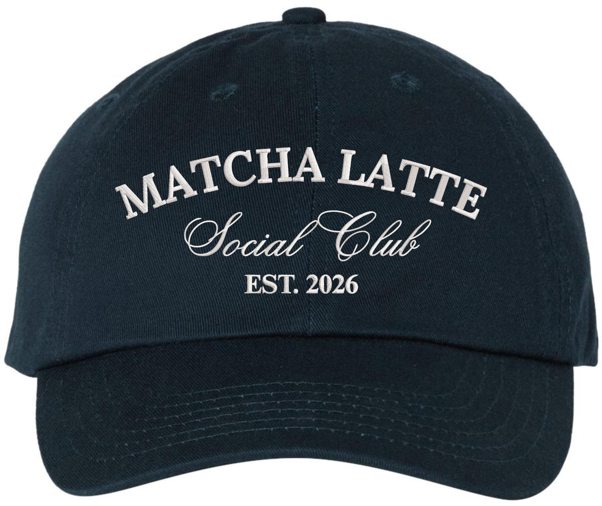 Matcha Latte Social Club Embroidered Baseball Cap Cafe Aesthetic Dad Hat Coffee Lover Casual Cap