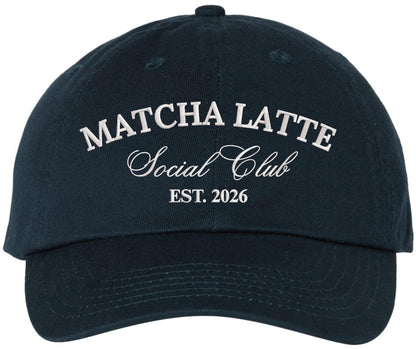 Matcha Latte Social Club Embroidered Baseball Cap Cafe Aesthetic Dad Hat Coffee Lover Casual Cap