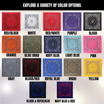 Trainmen Paisley 27" Jumbo Military Bandana Head Scarf Do-rag 100% Cotton Bandanna Face Cover 3-Pack
