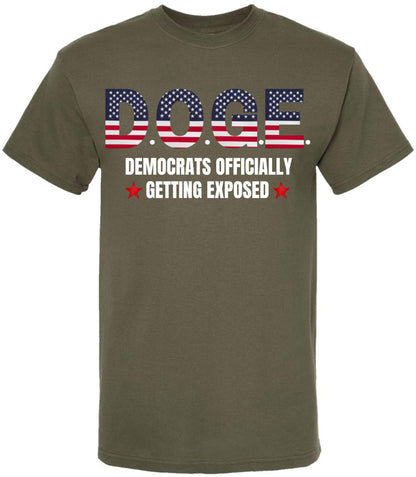 D.O.G.E Democrats Officially Getting Exposed T-Shirt USA Flag Funny Political Tee Shirt