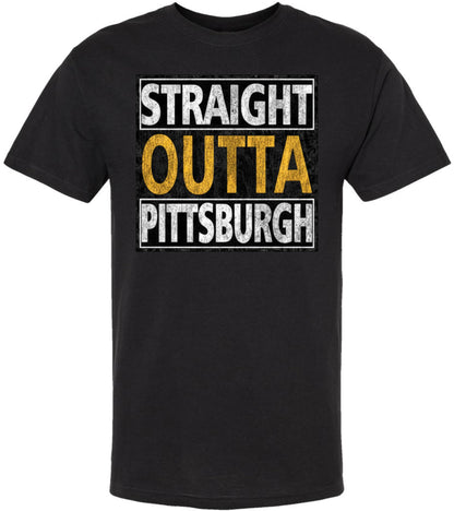 Straight Outta City Printed T Shirt Hometown Pride Urban Streetwear Football Fan Tee 100% Cotton
