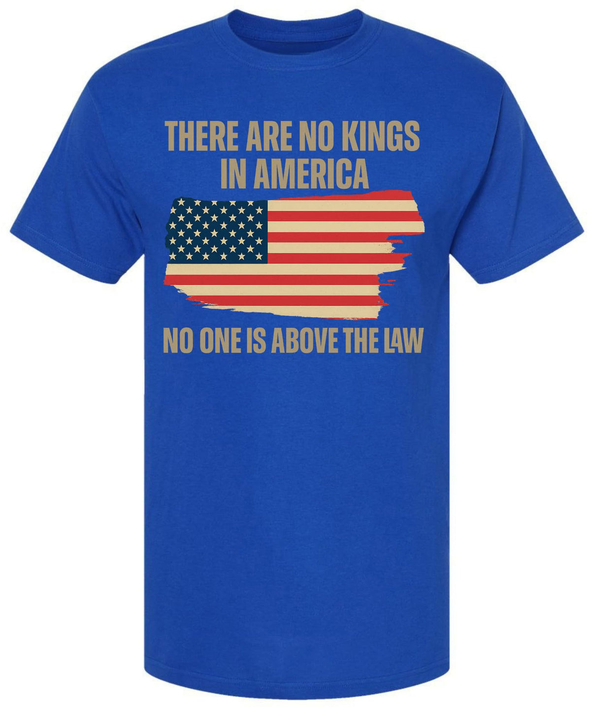 There Are No Kings In America Printed T-Shirt - USA Flag - Cotton Crewneck Tee