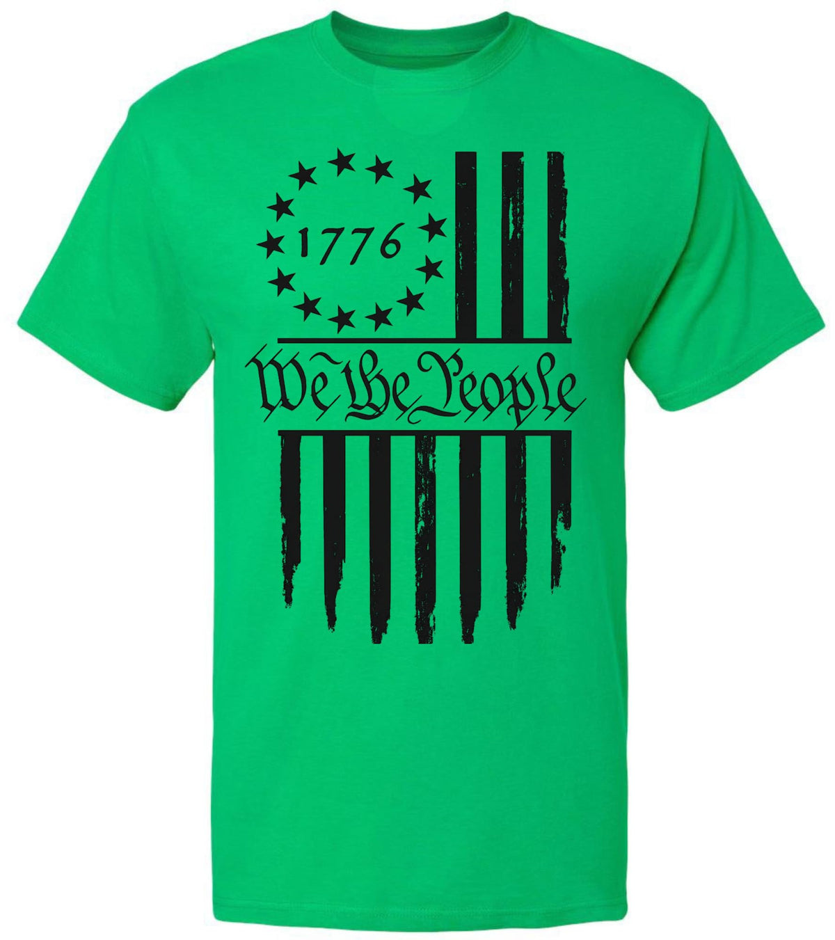 We The People 1776 USA Flag T-Shirt - Long Center Print American Distressed US Flags Patriots Tee Shirt