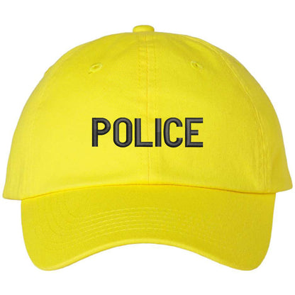 POLICE Unstructured Dad Hat Low Profile Adjustable Baseball Cap for Security, Guard & Law Enforcement Uniforms
