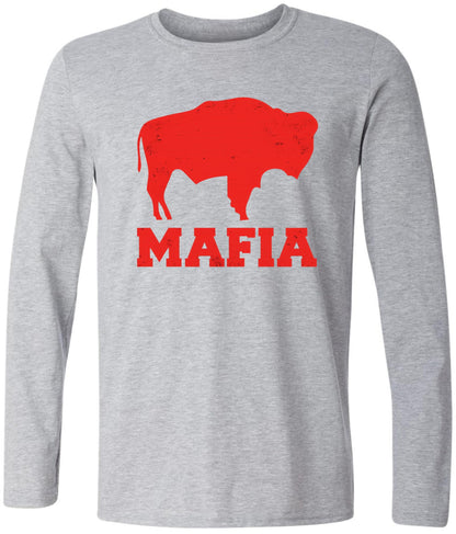 Distressed Buffalo Mafia Long Sleeve T-Shirt | New York Bill Football City Fan Club Game Day Tee Shirt
