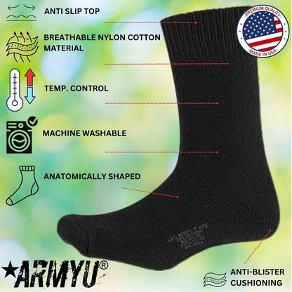 Thermal Boot Socks Heavyweight Genuine GI NYCO Extreme Cold Weather Warm Thick Boot Socks USA Made 3-Pack