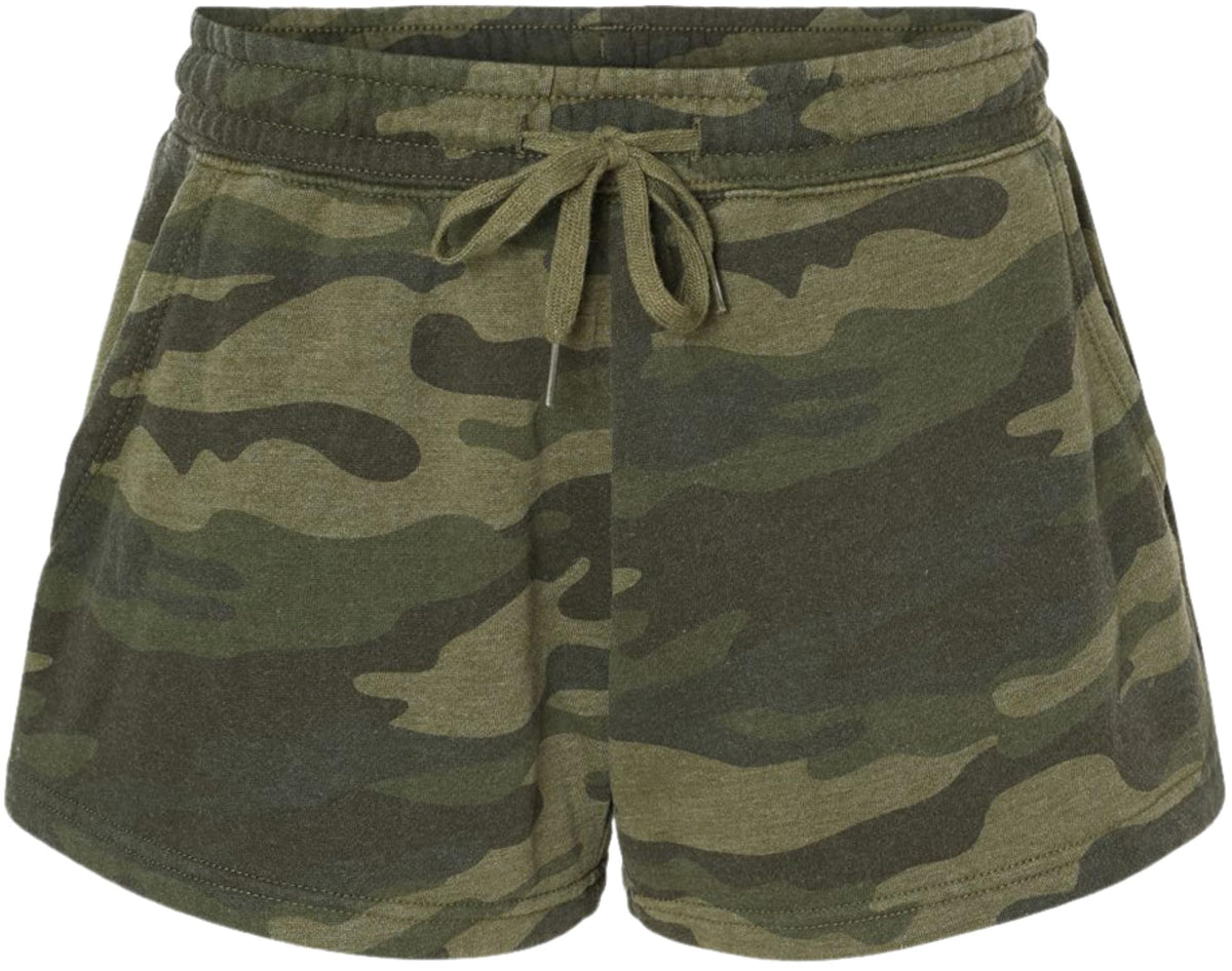 Women's Fleece Lined Sweat Shorts Lightweight Wave Wash Classic Fit with Elastic Waistband, Lounge Short