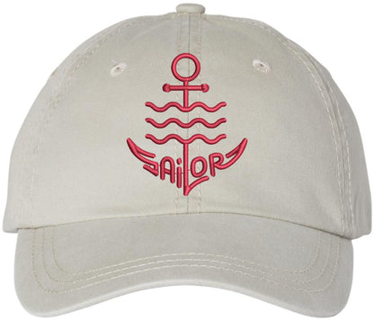 Sailor Anchor Embroidered Dad Cap | Vintage Washed Cotton Ship Crew Captain First Mate Baseball Hat