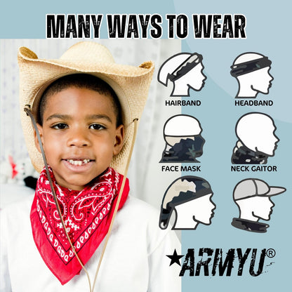 Trainmen Paisley 27" Jumbo Military Bandana Head Scarf Do-rag 100% Cotton Bandanna Face Cover 6-Pack