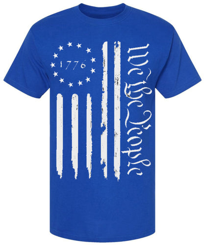 We the People 1776 USA Distressed Flag T-Shirt | US Independence Day July 4th Patriot Freedom Short Sleeve Shirt