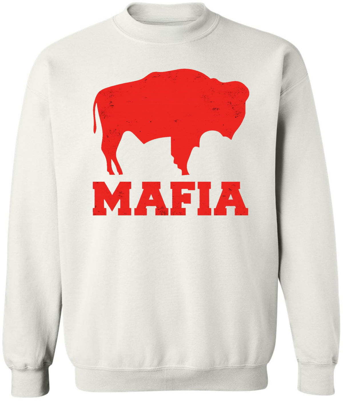 Buffalo Mafia Distressed Crewneck Sweatshirt | New York Bill Football City Fan Club Pullover Game Day Top