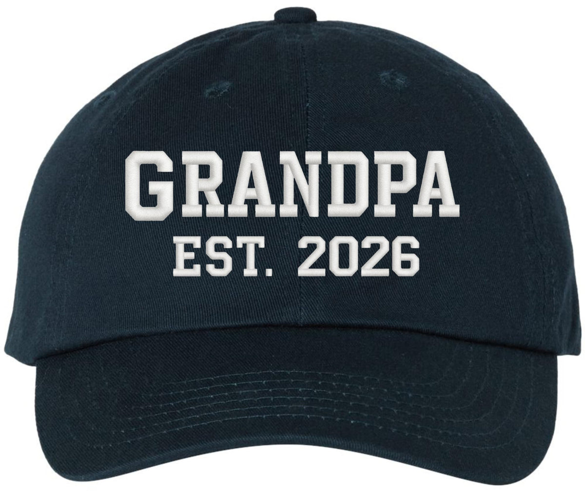 GRANDPA EST. 2026 New Grandpa Hat Fun Gift Embroidered Dad Hat Cotton Cap