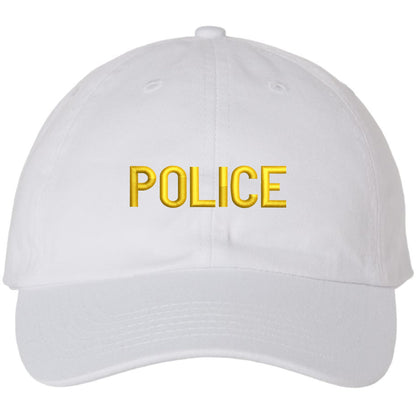POLICE Unstructured Dad Hat Low Profile Adjustable Baseball Cap for Security, Guard & Law Enforcement Uniforms