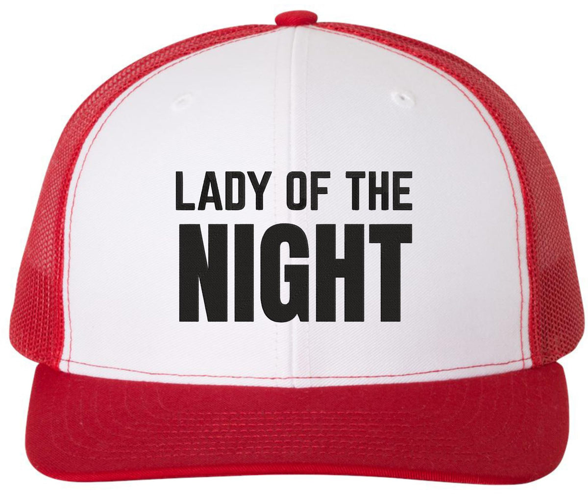 Lady Of The Night Embroidered Trucker Hat Streetwear Baseball Cap for Nightlife Parties