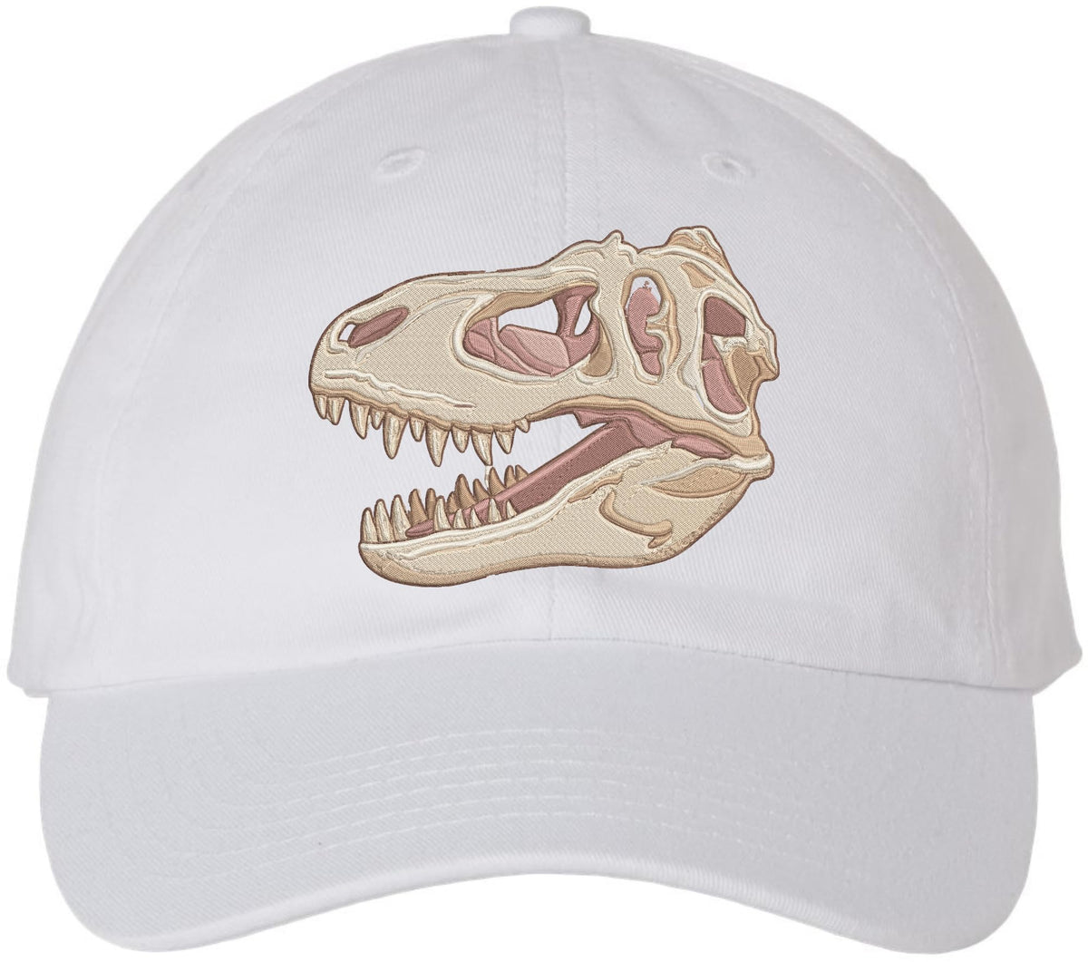 T-Rex Skull Embroidered Baseball Cap Dinosaur Fossil Adjustable Dad Hat