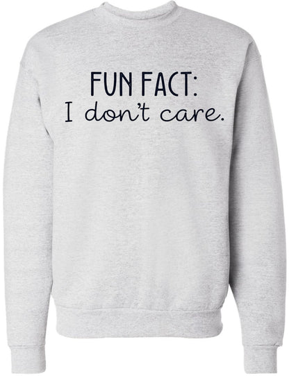 Fun Fact I Don’t Care Printed Hoodie Sarcastic Humor Quote Polycotton Pullover Hooded Sweatshirt