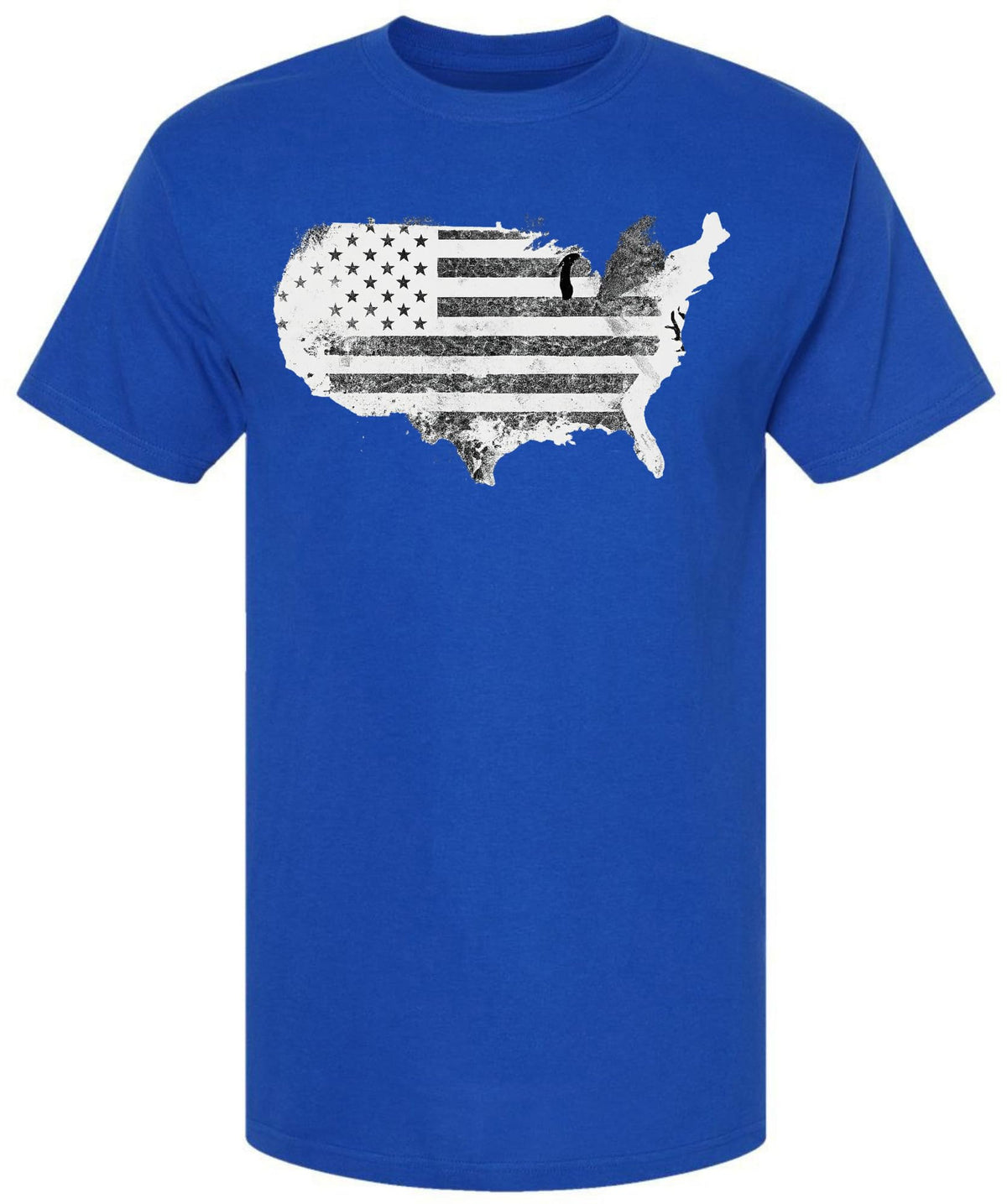 Vintage USA Map Flag Graphic Printed T-Shirt | USA Grunge 48 States Outline Patriotic 100% Cotton Crewneck Tee