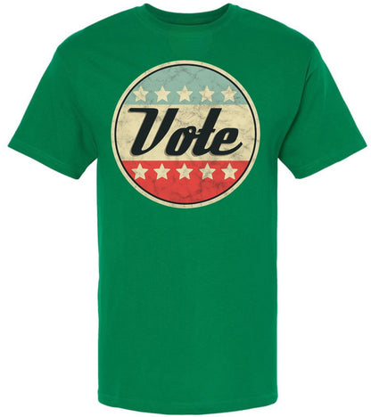 Vote Printed T-Shirt Vintage Retro American Flag Circle Design Political Patriotic Election Day Tee