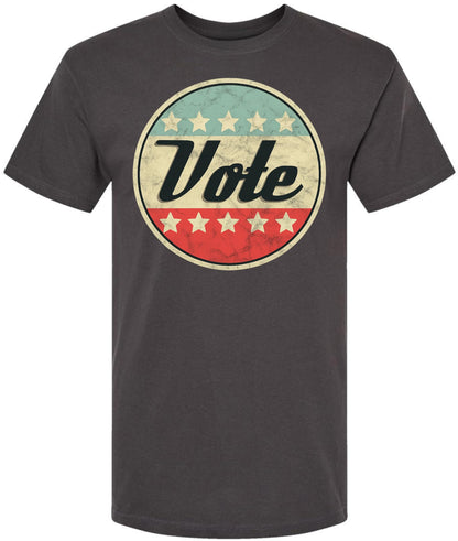 Vote Printed T-Shirt Vintage Retro American Flag Circle Design Political Patriotic Election Day Tee