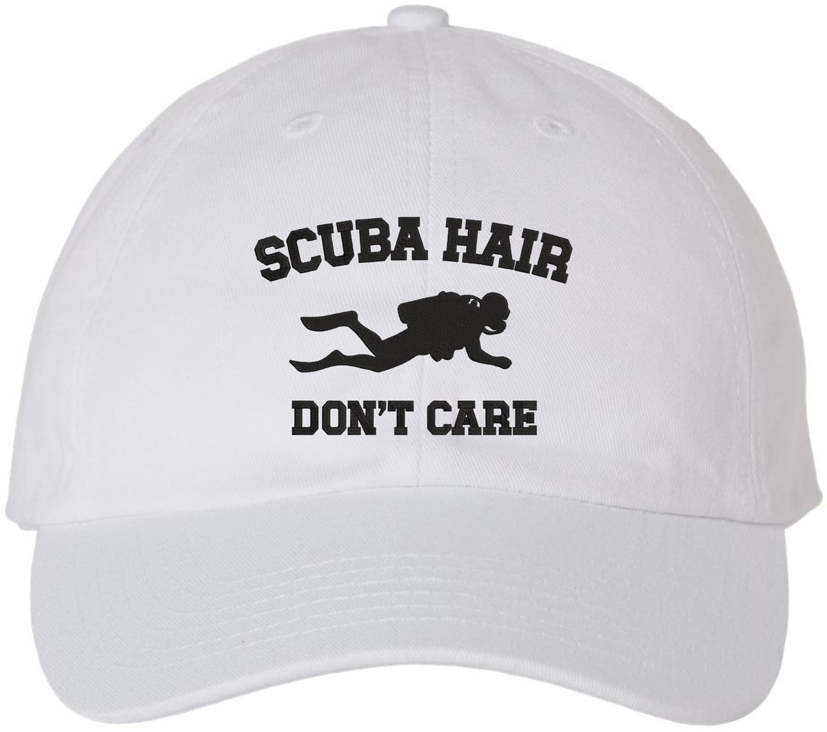 Scuba Hair Don’t Care Embroidered Dad Hat | Funny Diving Scuba Divers & Ocean Lovers Baseball Hat