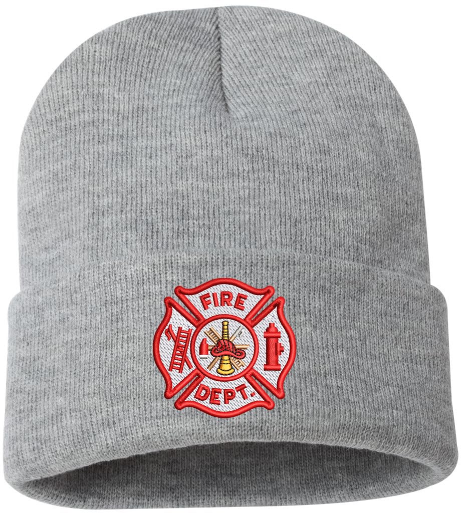 Fire Department Beanie Embroidered FIRE DEPT Watch Cap Warm Winter Hat for First Responders and Supporters