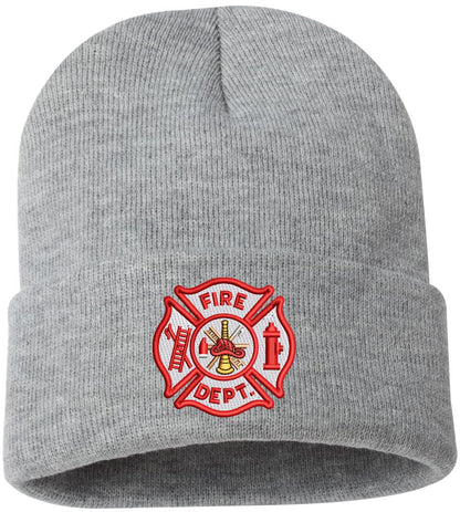 Fire Department Beanie Embroidered FIRE DEPT Watch Cap Warm Winter Hat for First Responders and Supporters